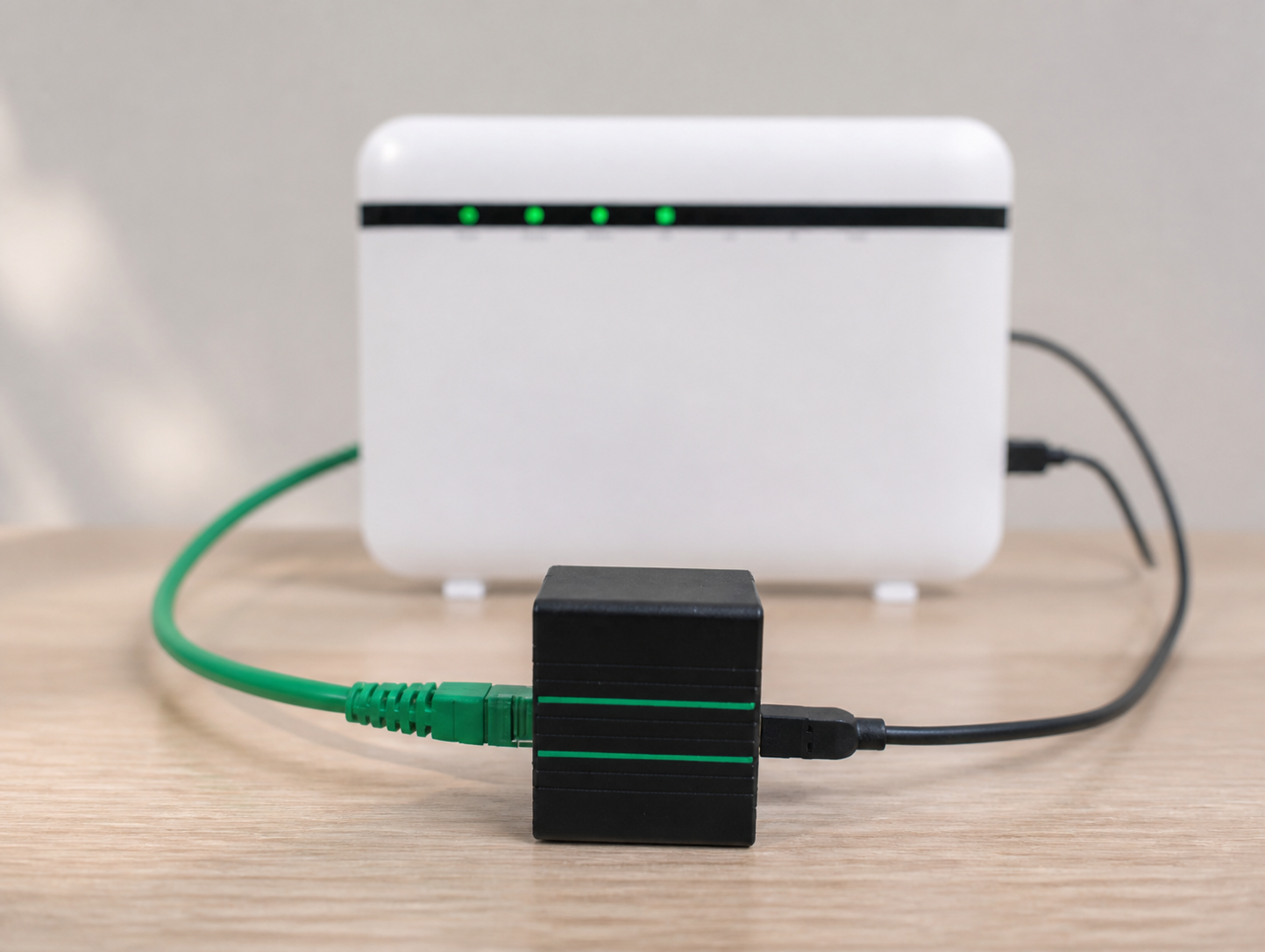 Velqano Neo aangesloten op een router
